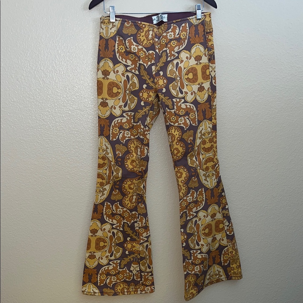 We The Free Brown and Yellow Flare Jeans